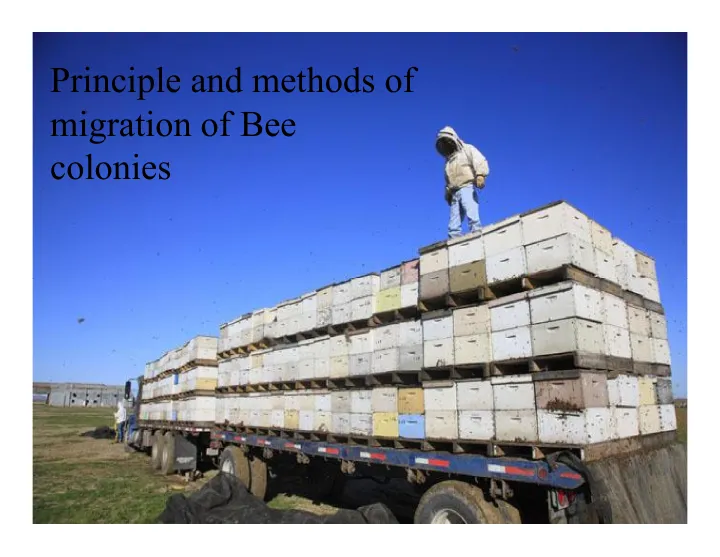 Cover of Principles of migratory beekeeping